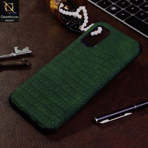 Samsung Galaxy A31 Cover - Green - New Crocks Texture Synthetic Leather Soft TPU Case