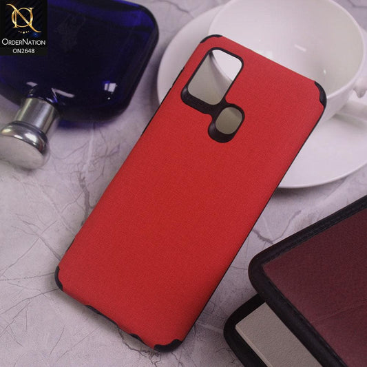 Samsung Galaxy A21s Cover - Red - Jeans Texture 3D Camera Soft Tpu Case