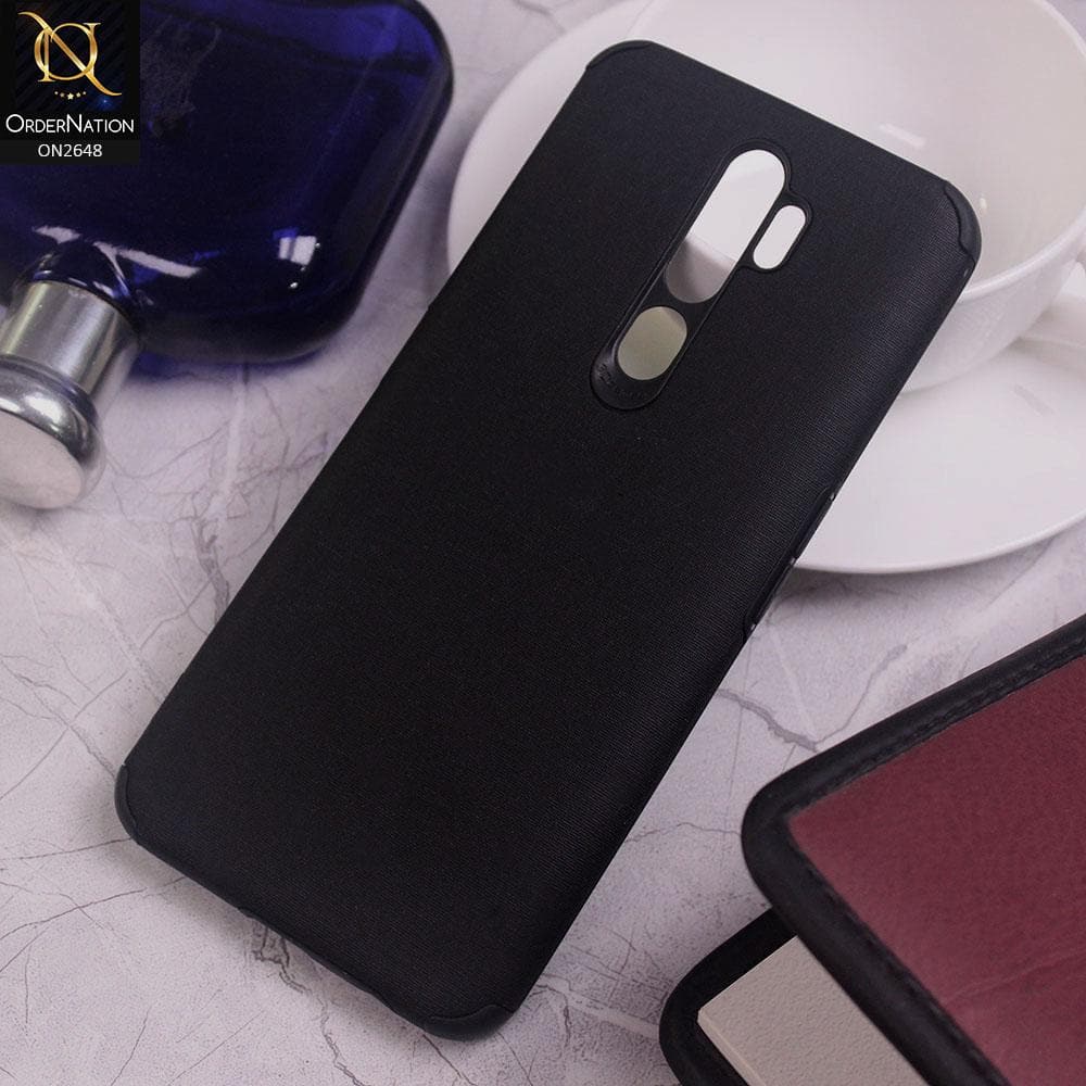 Oppo A9 2020 Cover - Black - Jeans Texture 3D Camera Soft Tpu Case