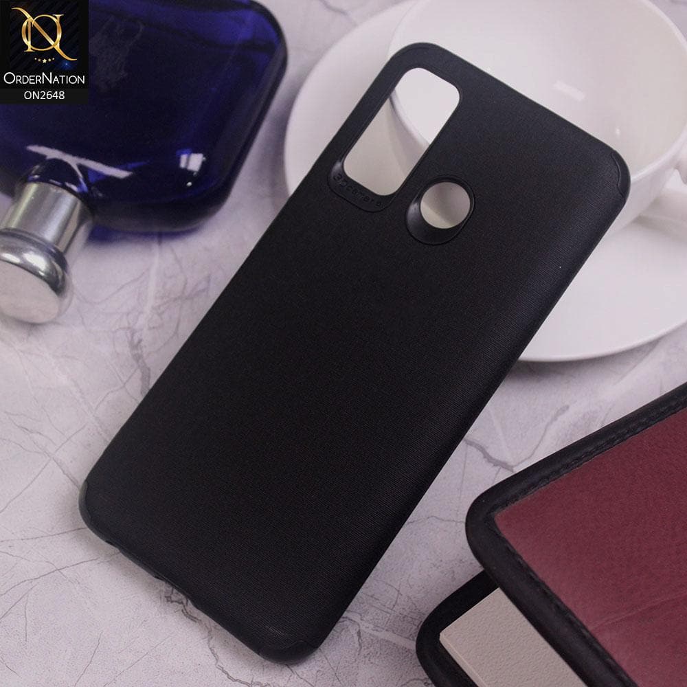 Tecno Camon 15 Cover - Black - Jeans Texture 3D Camera Soft Tpu Case