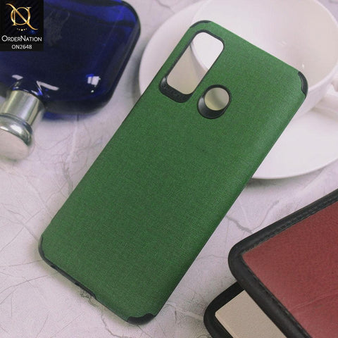Tecno Camon 15 Cover - Green - Jeans Texture 3D Camera Soft Tpu Case