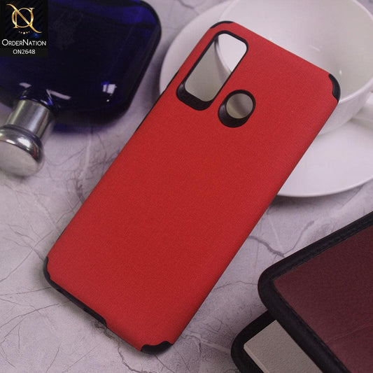 Tecno Camon 15 Cover - Red - Jeans Texture 3D Camera Soft Tpu Case