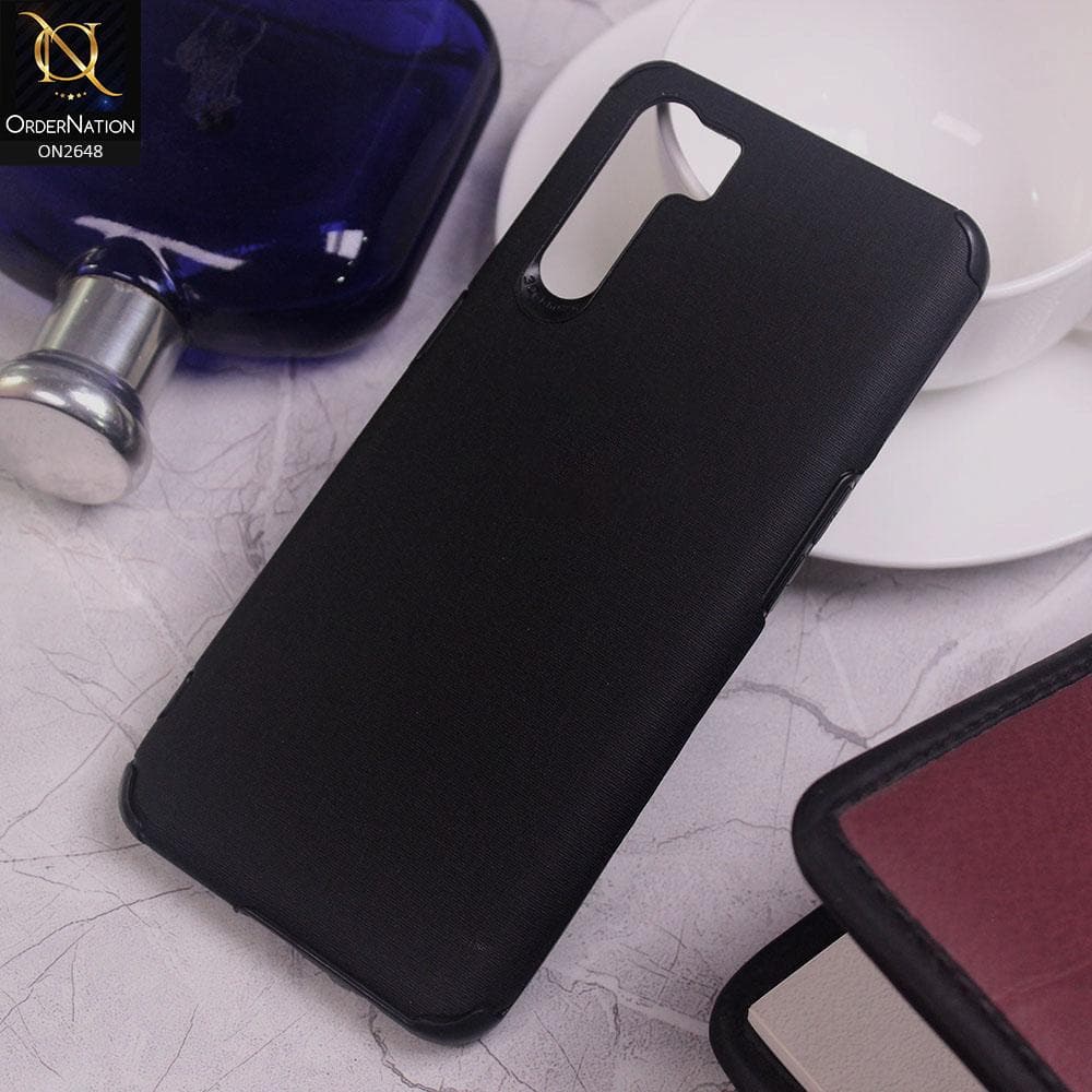 Oppo F15 Cover - Black - Jeans Texture 3D Camera Soft Tpu Case