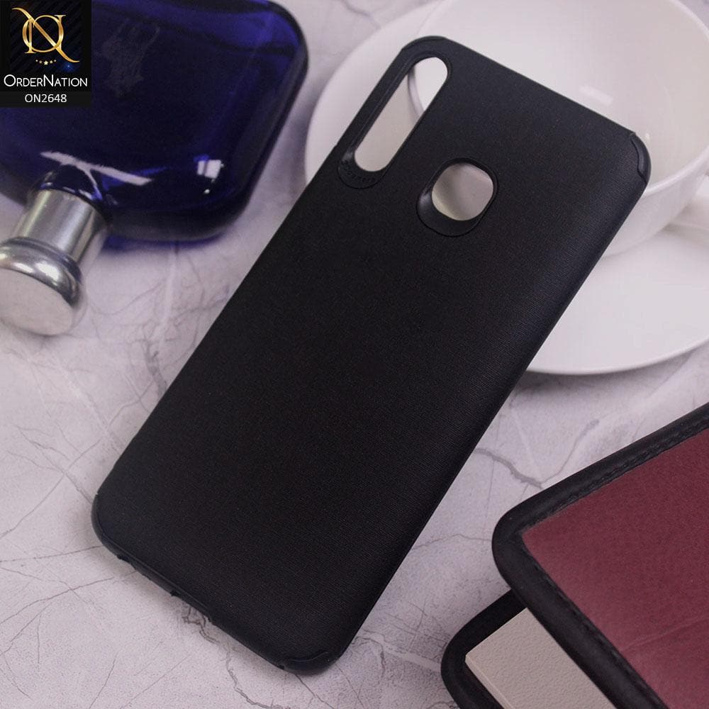 Tecno Camon 12 Cover - Black - Jeans Texture 3D Camera Soft Tpu Case