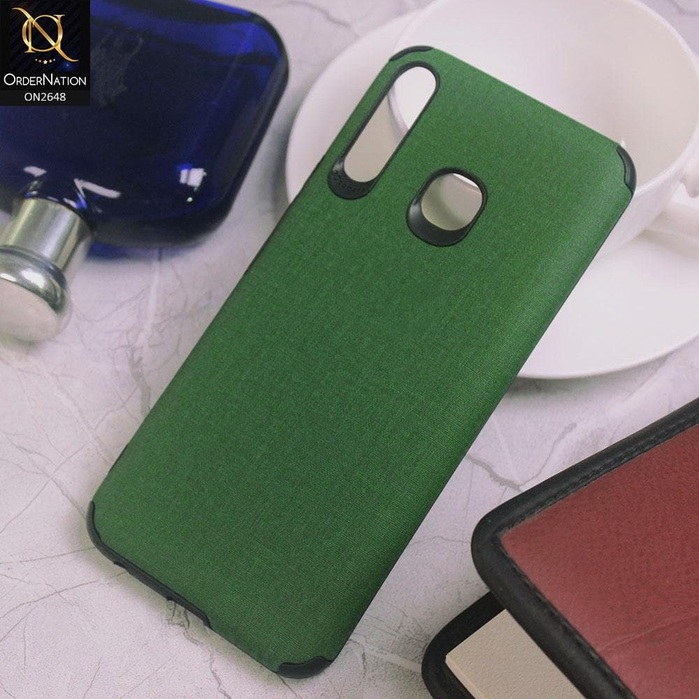 Tecno Spark 4 Cover - Green - Jeans Texture 3D Camera Soft Tpu Case