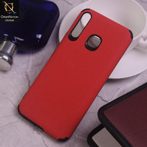 Tecno Spark 4 Cover - Red - Jeans Texture 3D Camera Soft Tpu Case