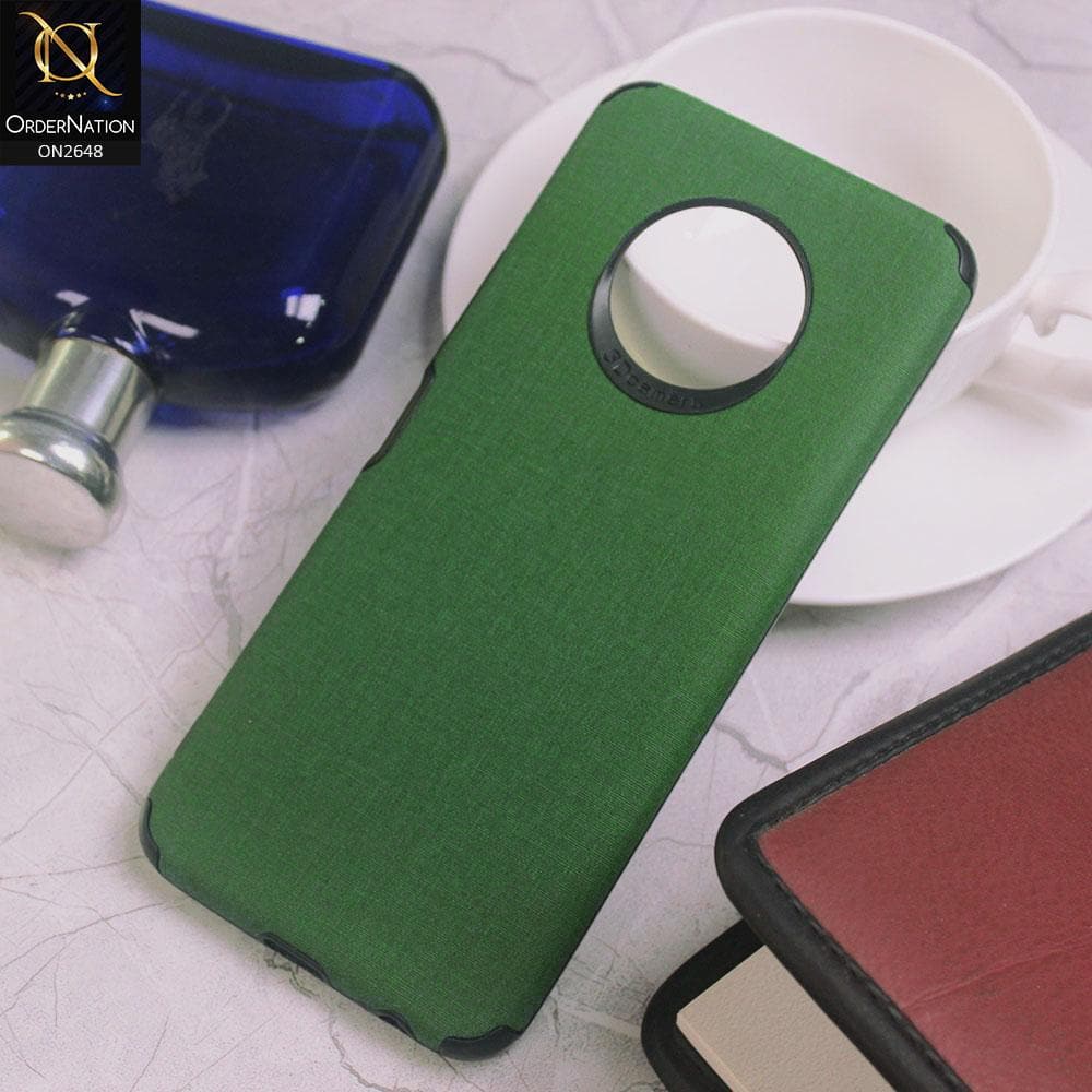 Infinix Note 7 Cover - Green - Jeans Texture 3D Camera Soft Tpu Case