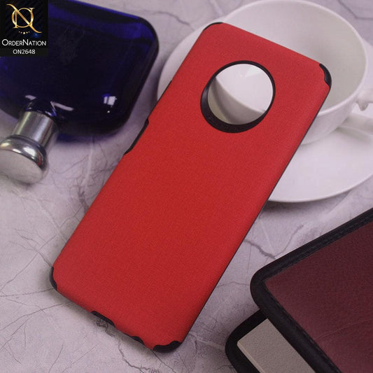 Infinix Note 7 Cover - Red - Jeans Texture 3D Camera Soft Tpu Case