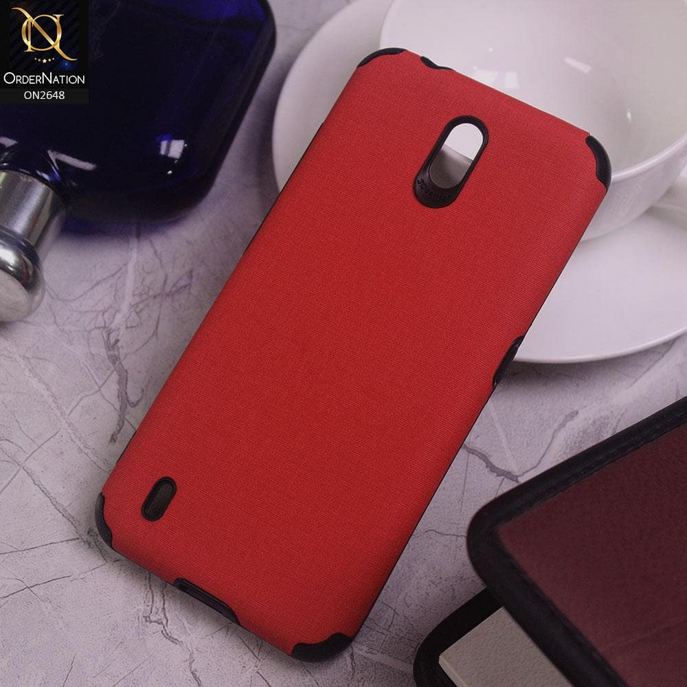 Nokia C1 Cover - Red - Jeans Texture 3D Camera Soft Tpu Case