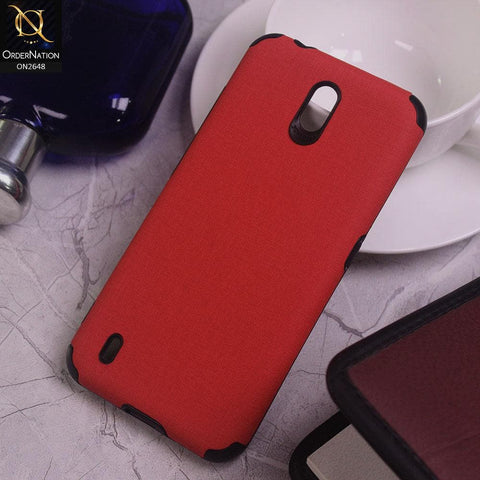Nokia C1 Cover - Red - Jeans Texture 3D Camera Soft Tpu Case