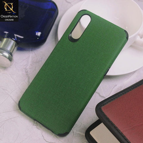 Vivo S1 Cover - Green - Jeans Texture 3D Camera Soft Tpu Case