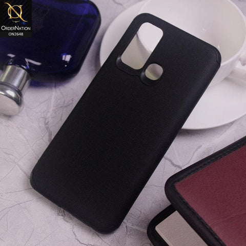 Vivo Y30 Cover - Black - Jeans Texture 3D Camera Soft Tpu Case