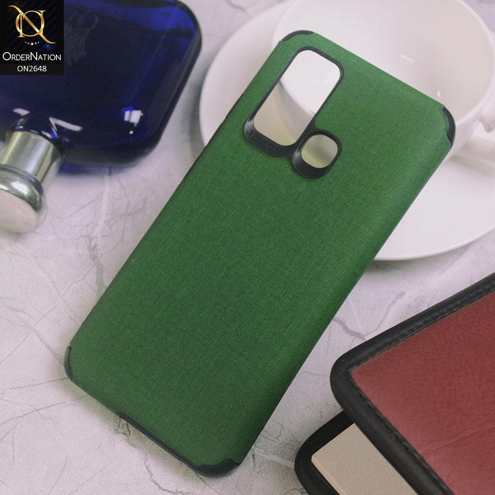 Vivo Y50 Cover - Green - Jeans Texture 3D Camera Soft Tpu Case