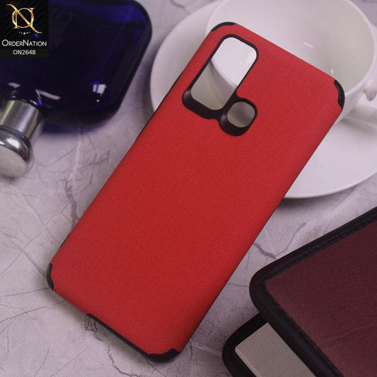 Vivo Y50 Cover - Red - Jeans Texture 3D Camera Soft Tpu Case