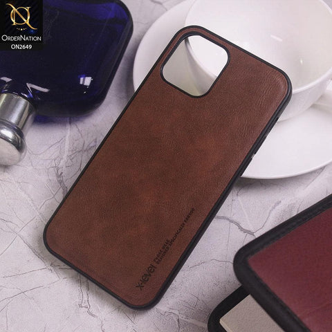 iPhone 12 Mini Cover - Brown - Elegant Leather X-level Texture Case