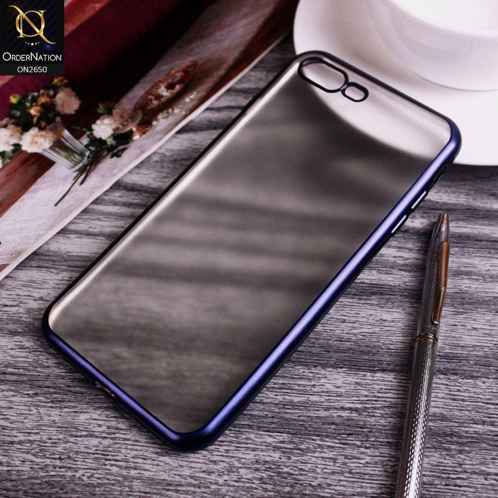 iPhone 8 Plus / 7 Plus Cover - Blue - Matte Colors Look Semi Transparent Soft Case