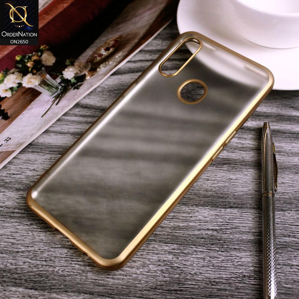 Oppo A8 Cover - Golden - Matte Colors Look Semi Transparent Soft Case