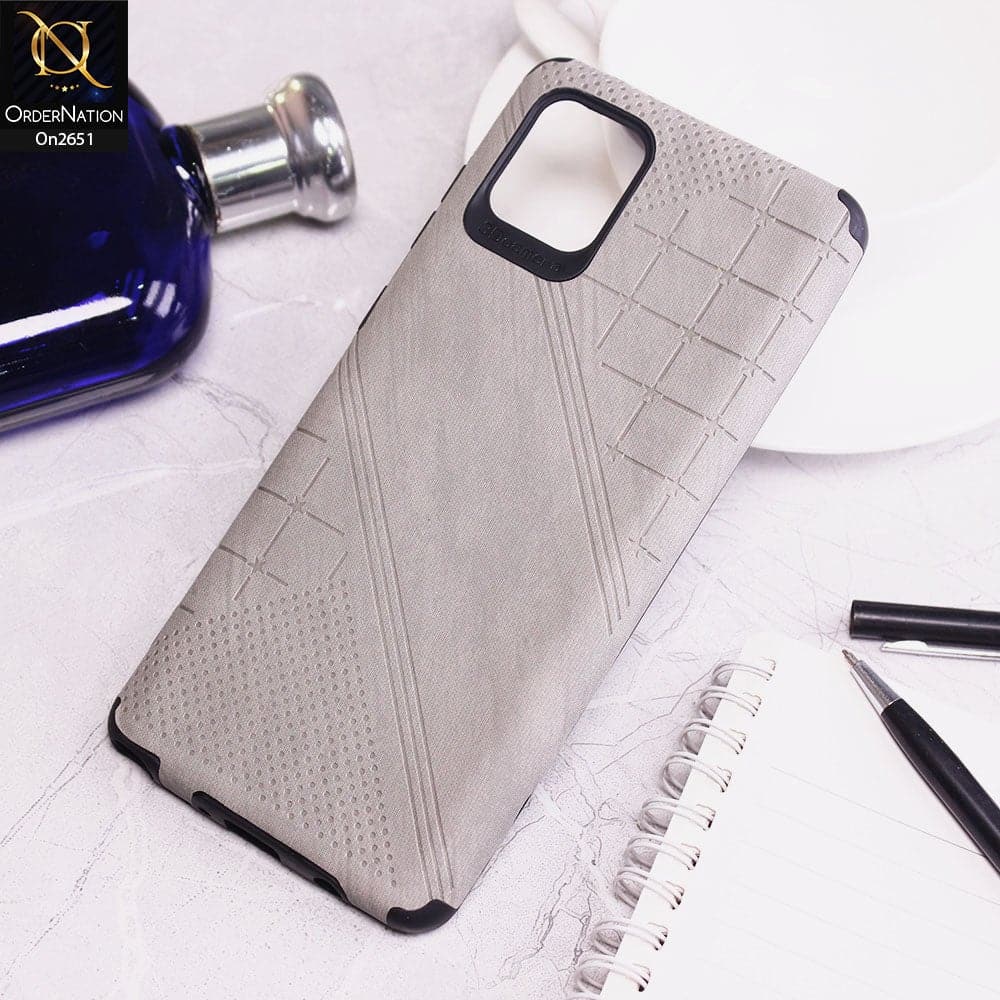 Samsung Galaxy A81 Cover - Gray - Soft Stylish Leather Look Curved Line Case