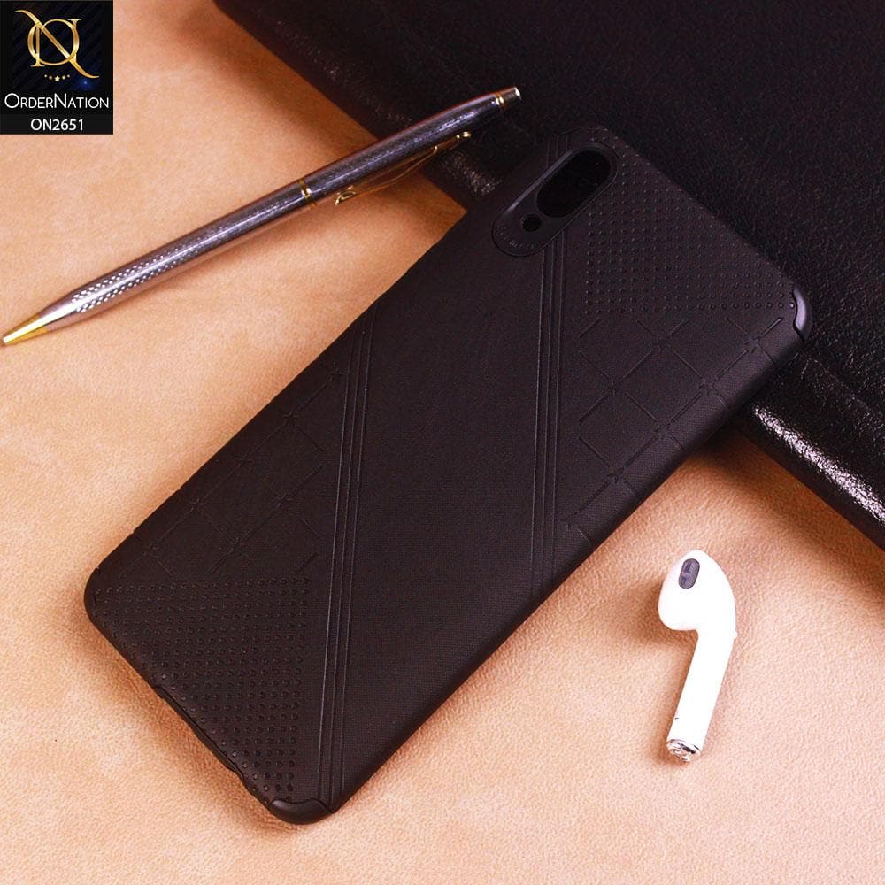 Vivo V11 Pro Cover - Black - Soft Stylish Leather Look Curved Line Case