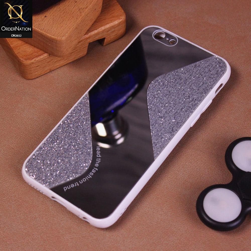 iPhone 6S / 6 Cover - White - New Stylish Ziggy Mirror Not Moving Glitter Soft Case