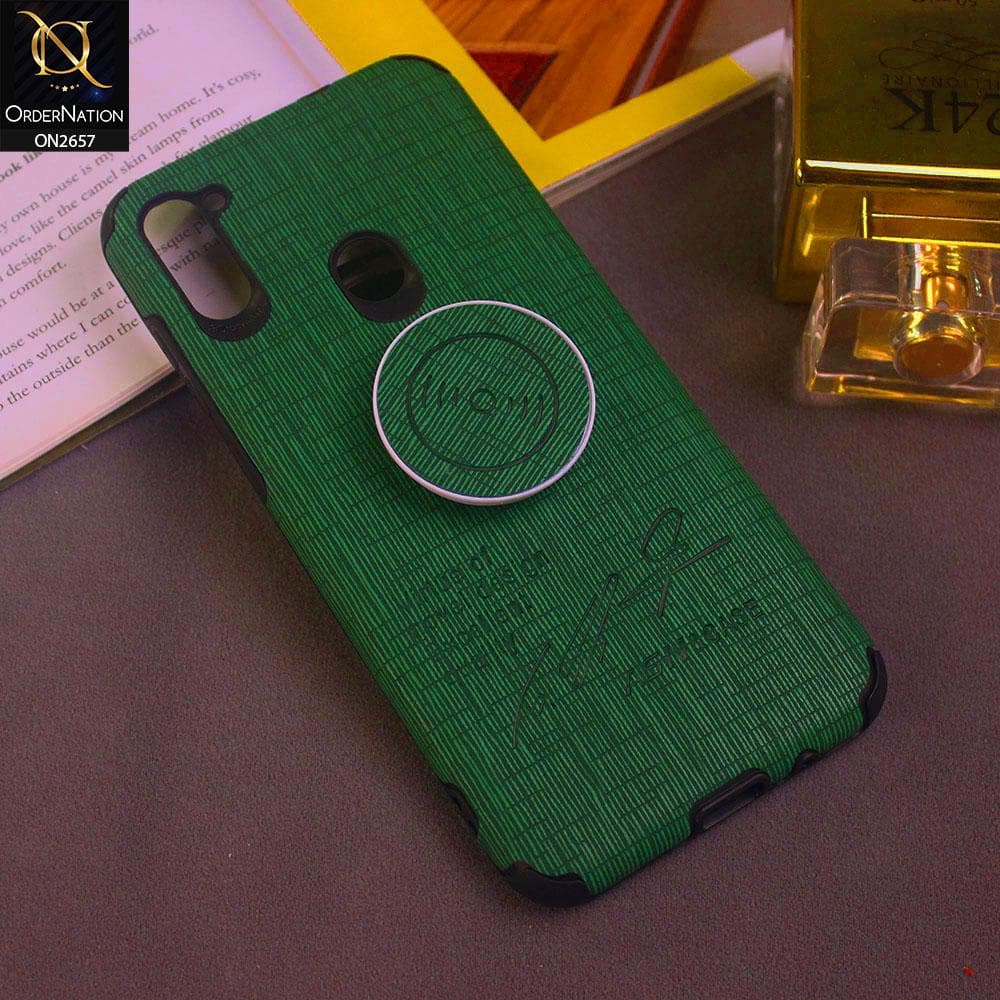 Samsung Galaxy M11 Cover - Green - New Stylish Febric Texture Case with Holder