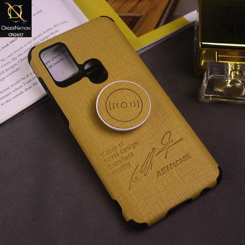 Samsung Galaxy A21s Cover - Yellow - New Stylish Febric Texture Case with Holder