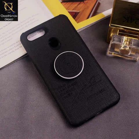 Oppo A12s Cover - Black - New Stylish Fabric Texture Case with Holder