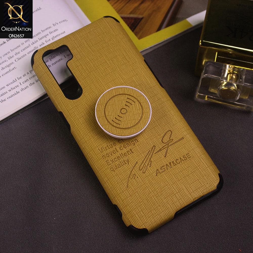 Oppo Reno 3 Cover - Yellow - New Stylish Fabric Texture Case with Holder