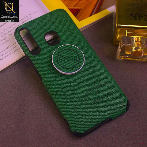 Tecno Camon 12 Cover - Green - New Stylish Febric Texture Case with Holder