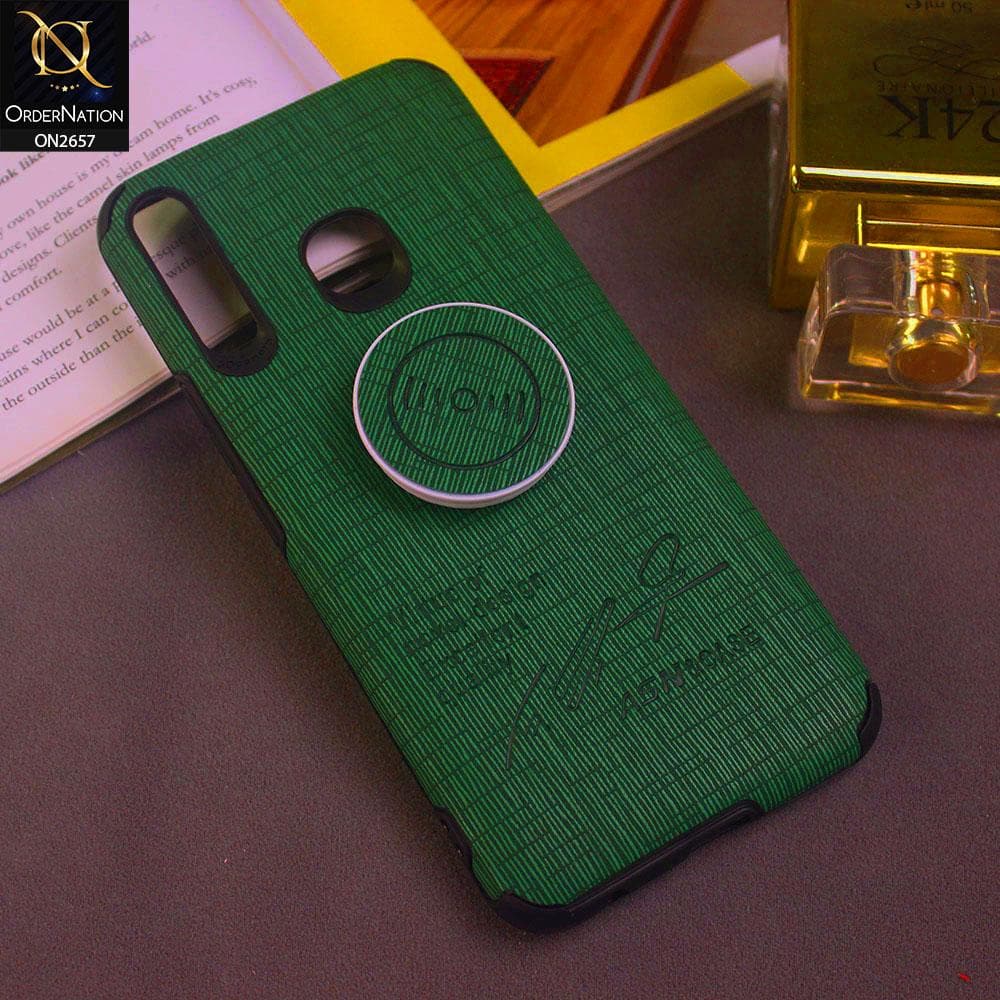 Realme C3 Cover - Green - New Stylish Febric Texture Case with Holder