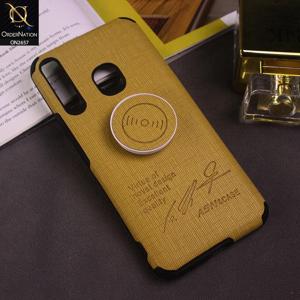 Realme 5i Cover - Yellow - New Stylish Febric Texture Case with Holder