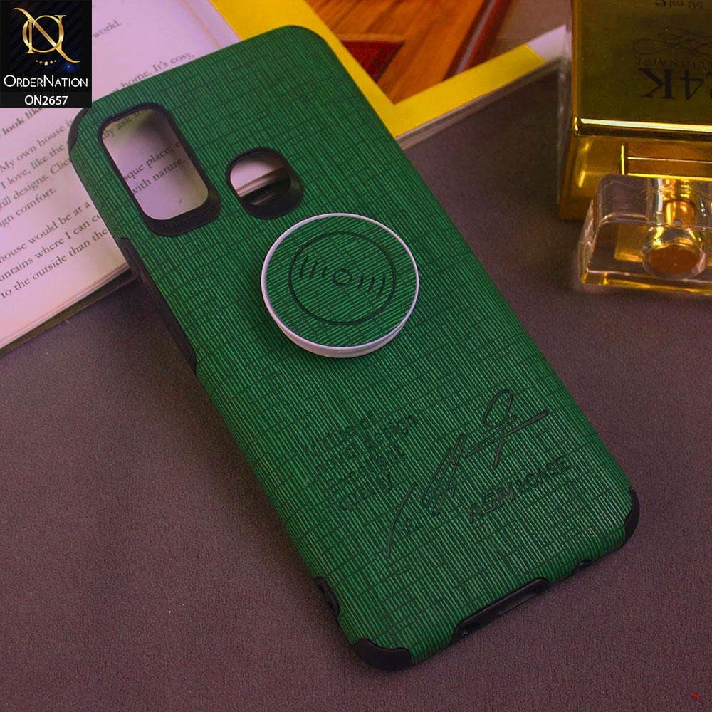 Infinix Hot 9 Play Cover - Green - New Stylish Fabric Texture Case with Holder
