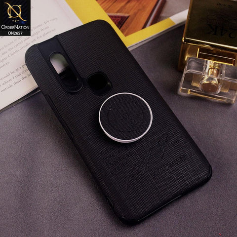 Infinix S5 Pro Cover - Black - New Stylish Febric Texture Case with Holder