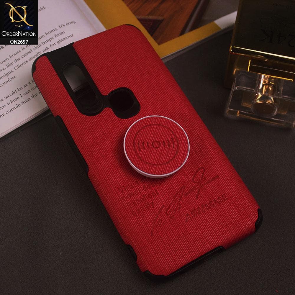 Infinix S5 Pro Cover - Red - New Stylish Febric Texture Case with Holder