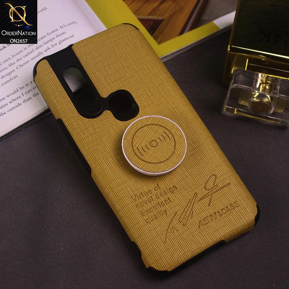 Infinix S5 Pro Cover - Yellow - New Stylish Febric Texture Case with Holder