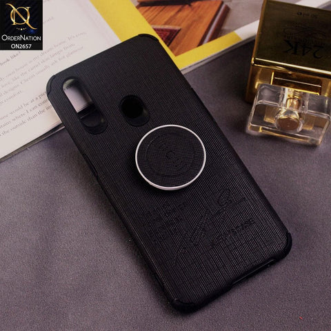 Oppo A8 Cover - Black - New Stylish Febric Texture Case with Holder