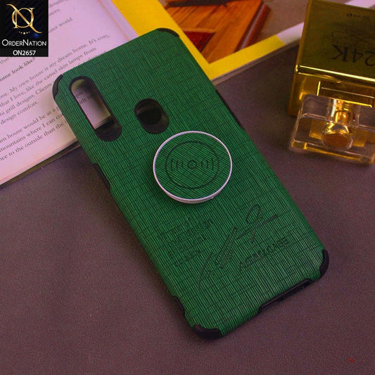 Oppo A8 Cover - Green - New Stylish Febric Texture Case with Holder