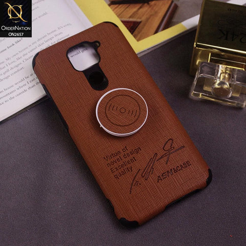 Xiaomi Redmi 10X 4G Cover - Brown - New Stylish Fabric Texture Case with Holder