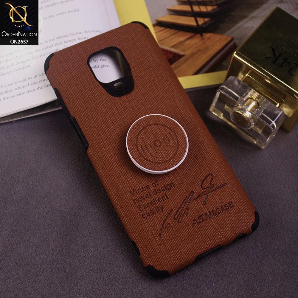 Xiaomi Redmi Note 9S Cover - Brown - New Stylish Fabric Texture Case with Holder