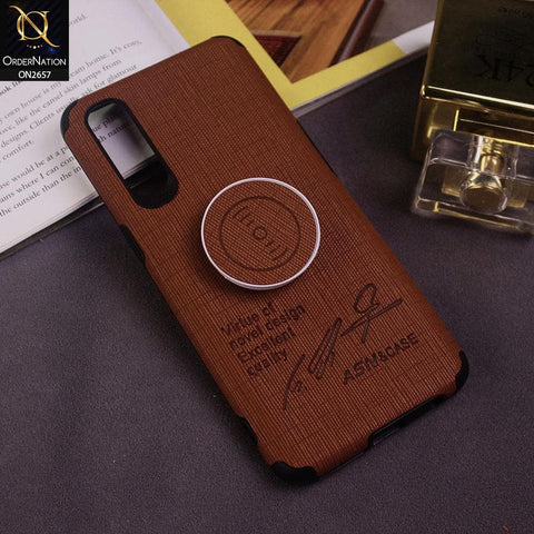 Oppo Reno 3 Pro Cover - Brown - New Stylish Fabric Texture Case with Holder
