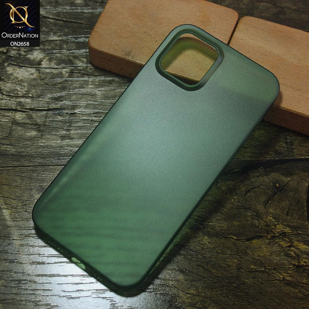 iPhone 12 Mini Cover - Green - Ultra Thin Colored Semi-Transparent Paper Shell Case