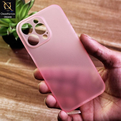 iPhone 13 Pro Cover - Pink - Ultra Thin Colored Semi-Transparent Paper Shell Case