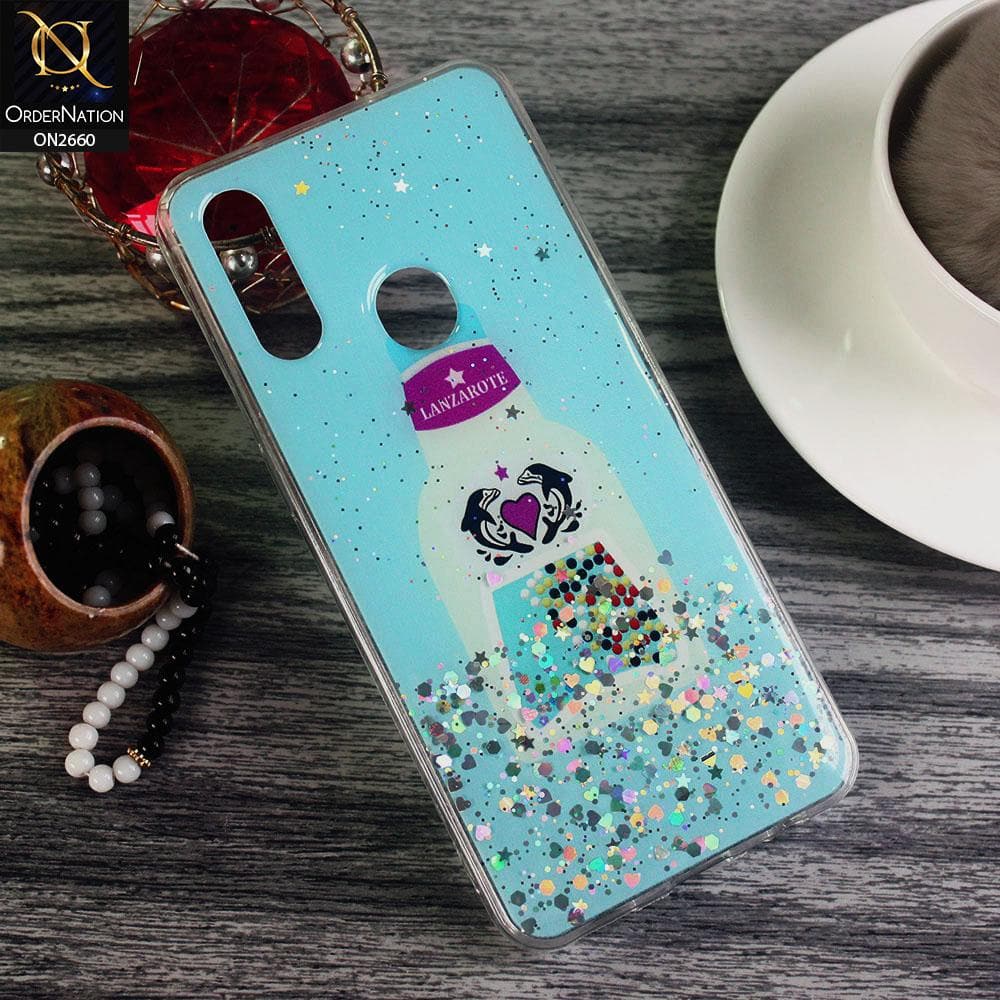 Samsung Galaxy A20s - Cyan - Glamorous Look Glitter Shine Tpu Case - Glitter Does Not Move