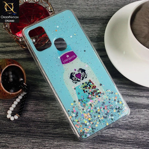 Samsung Galaxy A21s - Cyan - Glamorous Look Glitter Shine Tpu Case - Glitter Does Not Move