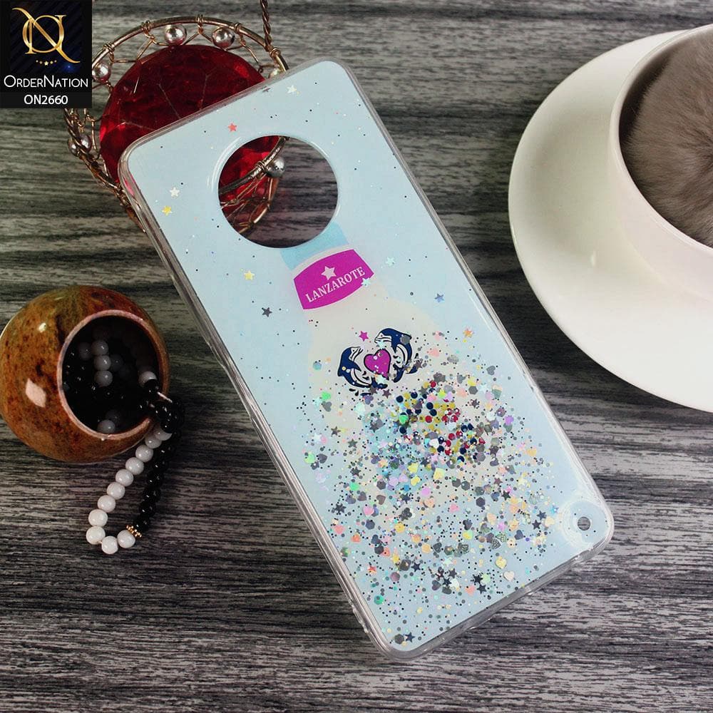 Infinix Note 7 - Cyan - Glamorous Look Glitter Shine Tpu Case - Glitter Does Not Move