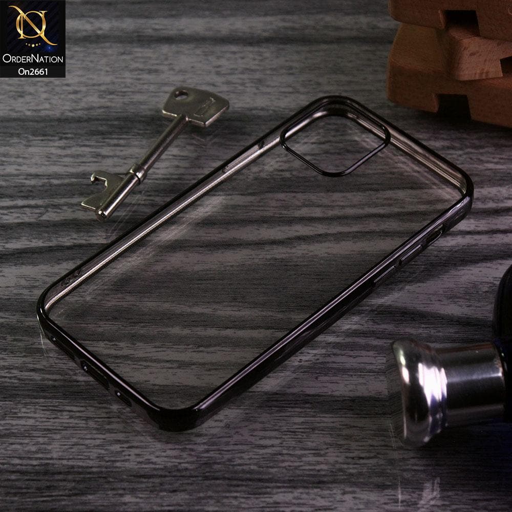 iPhone 11 Pro Max - Black - Soft Electroplated Colorful Borders Case
