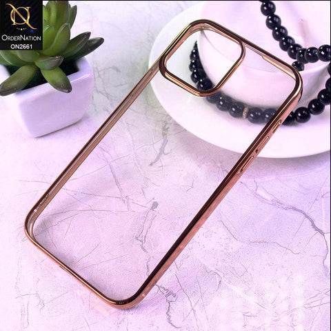 iPhone 13 Pro Max Cover - Golden - Soft Electroplated Colorful Borders Case