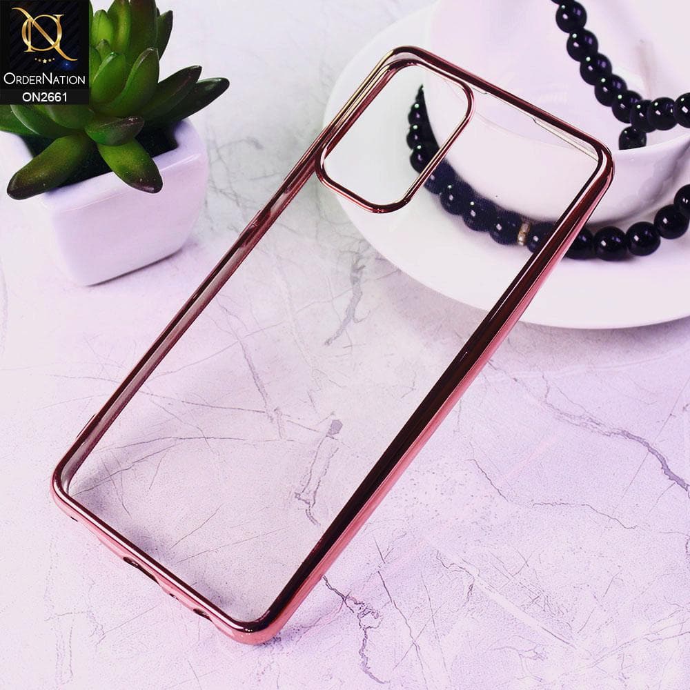 Samsung Galaxy A72 Cover - Rose Gold - Soft Electroplated Colorful Borders Case
