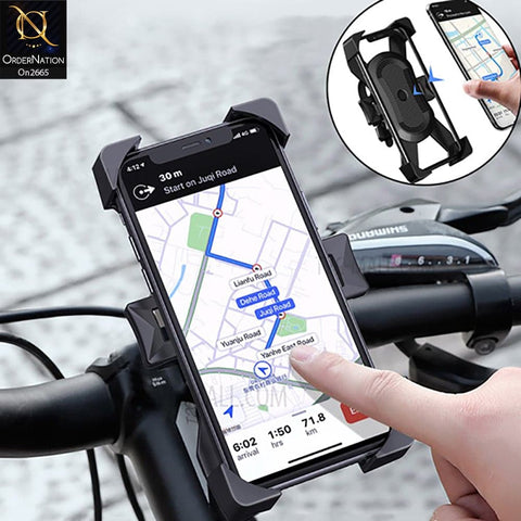 Black - WiWU PL800 Bicycle Phone Holder Universal Motorcycle Mobile Phone Holder Handlebar Mount