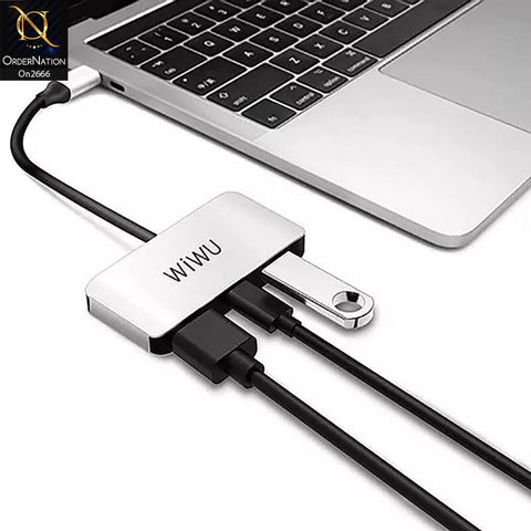 Silver - Wiwu Appolo C2H 3 In 1 Type C+Hdmi+Usb 3.0 – Grey